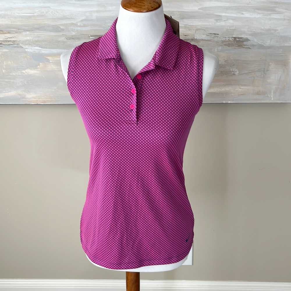 NWT Nike navy/pink sleeveless athletic polo
